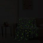 Serafina Home Halloween Glow In The Dark Throw Blanket: Skeletons And Jack O Lantern Pumpkins On Grey Velvet Fleece For Sofa Bed