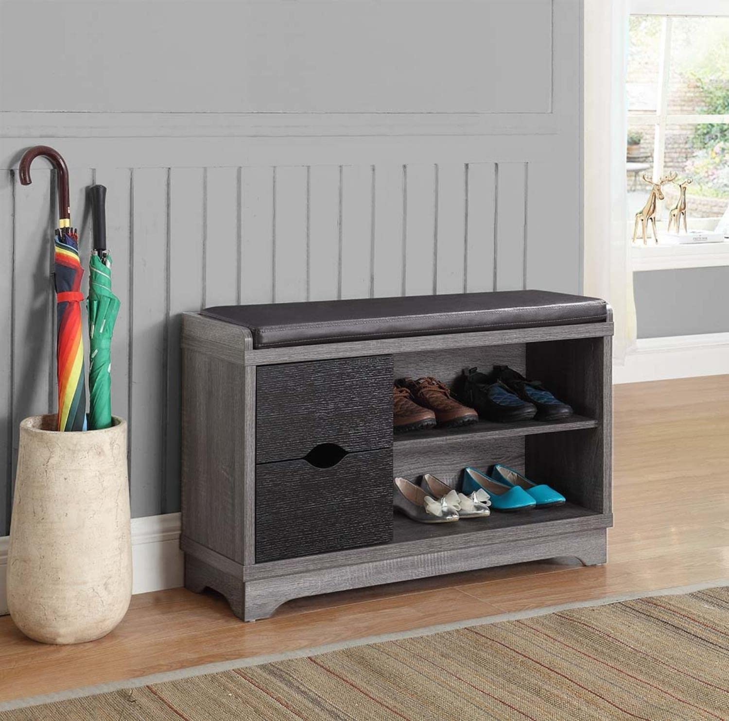 Coaster Home Furnishings 950921 2-drawer Shoe Cabinet Distressed Grey and Black
