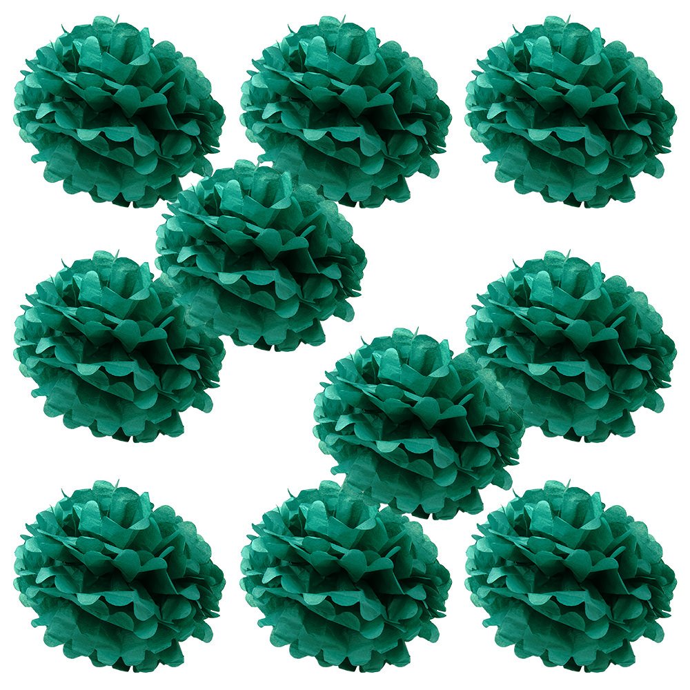 WYZworks Set of 10 - Aqua Green 12 - (10 Pack) Tissue Pom Poms Flower Party Decorations for Weddings, Birthday, Bridal, Baby Sho