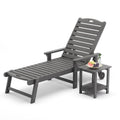 Lue Bona Chaise Lounge Chair With Table, 2-Piece,79'' Oversized Hdps Chaise Lounger, 5 Positions Adjustable Lounge Chairs, Pool Lounge Chair With Wheels For Poolside, 3 Year Warranty, Dark Gray