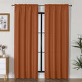 Lecloud Bessie Orange Curtains for Living Room 84 Inches Long 2 Panels, Airy Privacy Light Filtering Curtain Drapes, Faux Linen 