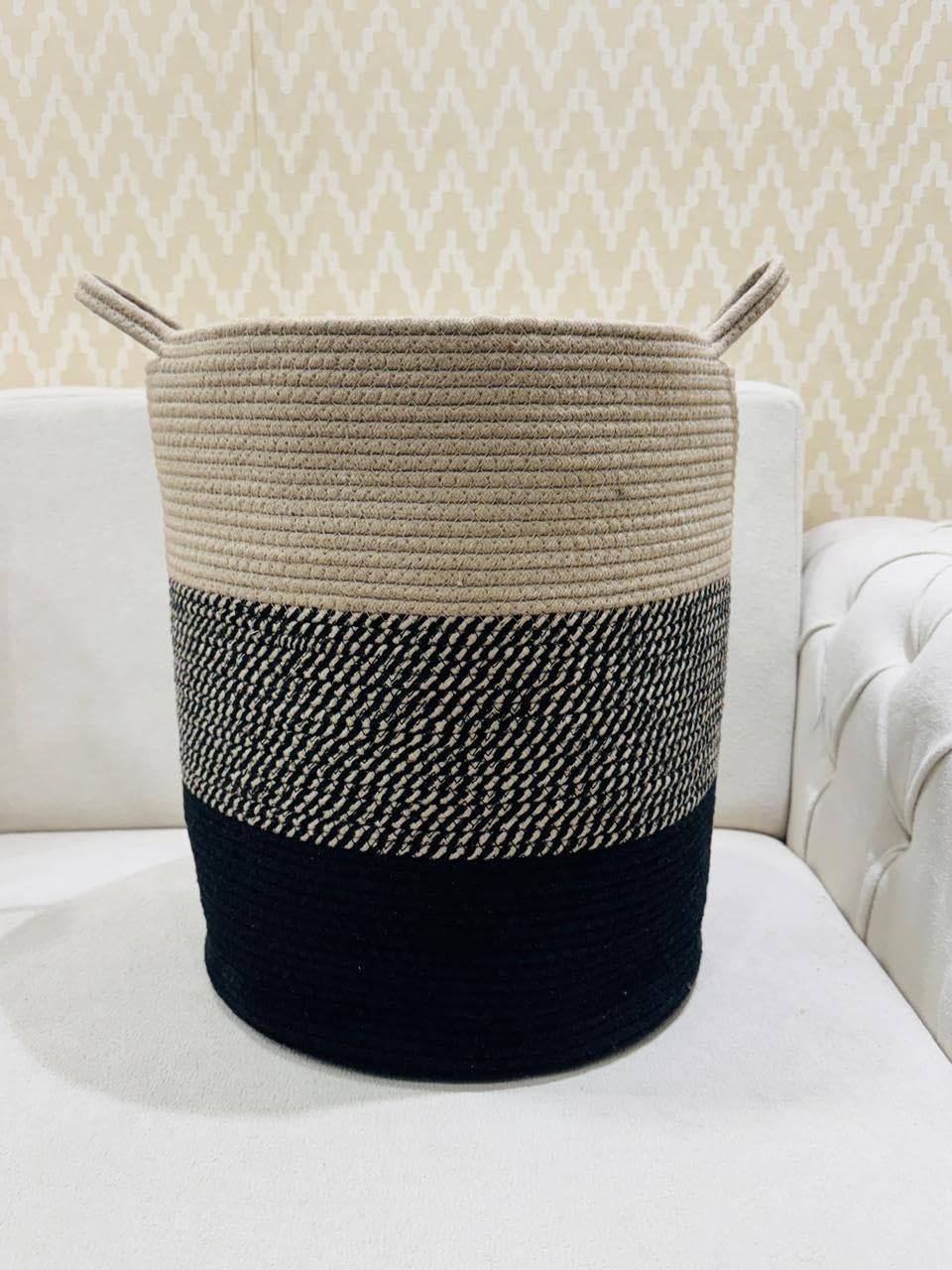 Furnistitchs Large Jute Rope Basket Laundry Hamper Dirty Clothes Storage Organizer Foldable Wardrobe Cloth Box Baby Bucket Kitch