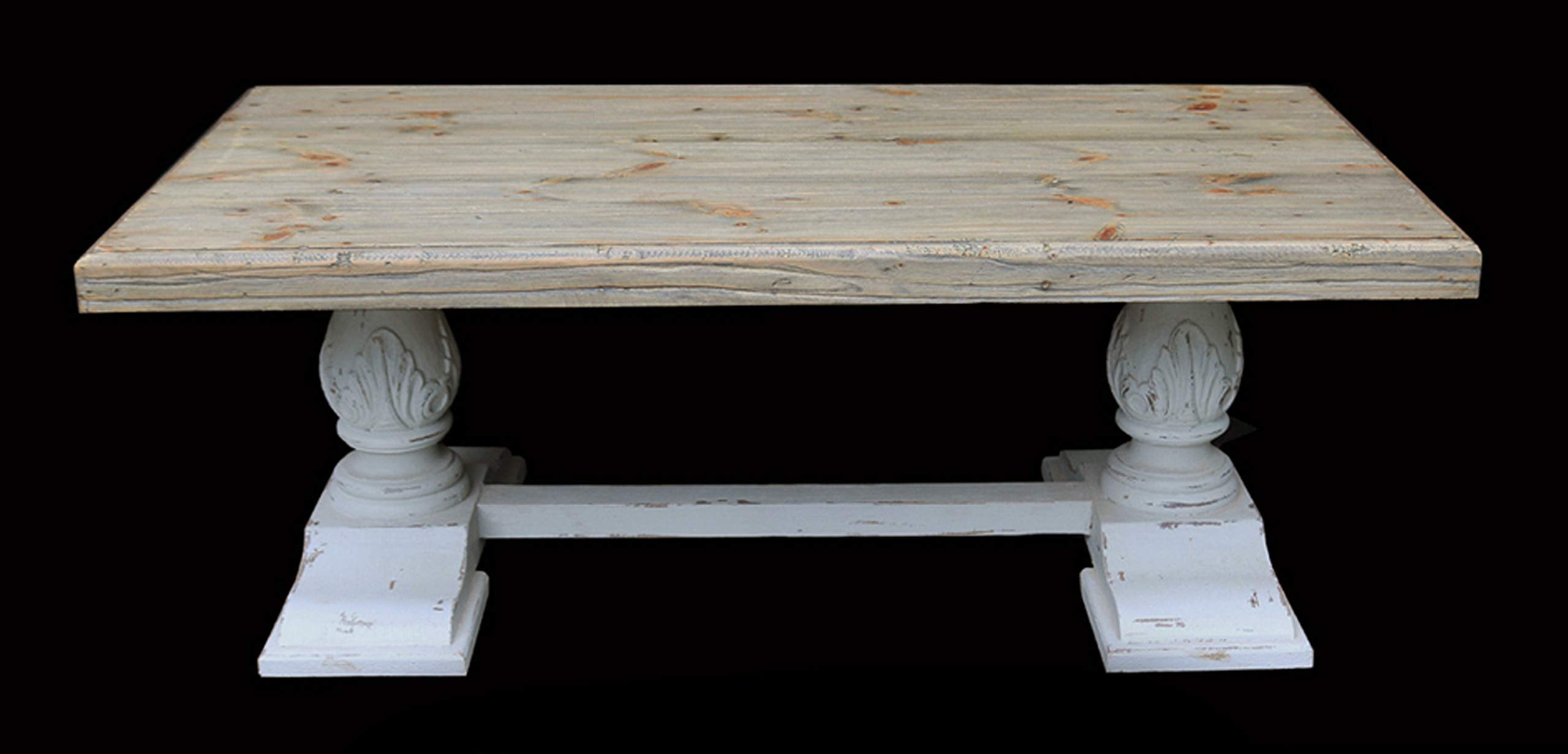 Afd Home Farmhouse Winsor Chaulk Coffee Table, Natural Recycled Pine, White Wash