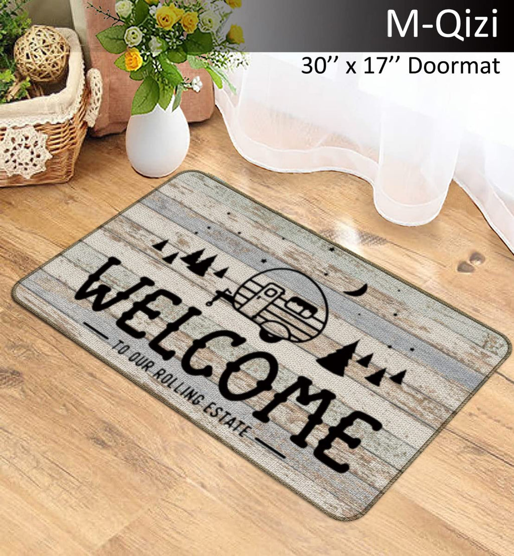 Camping Doormat Pillow Cover Set - 30'X 17' Camping Door Mat, 18   X 18    Camper Pillows Cover, Rv Door Mat, Rv Decorations F