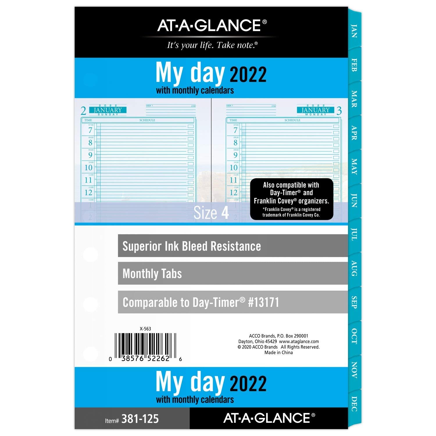 2022 Daily & Monthly Planner Refill By At-A-Glance, 13171 Day-Timer, 5-1/2' X 8-1/2', Size 4, One Page Per Day, Seascapes (381