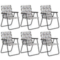 Gymax Folding Chair, Patio Lawn Chair Set With Armrest, Indoor/Outdoor 6 Pack Webbed Lightweight Dinning Chair, Portable Beach Chair For Outside, Poolside, Backyard (Coffee, 6)