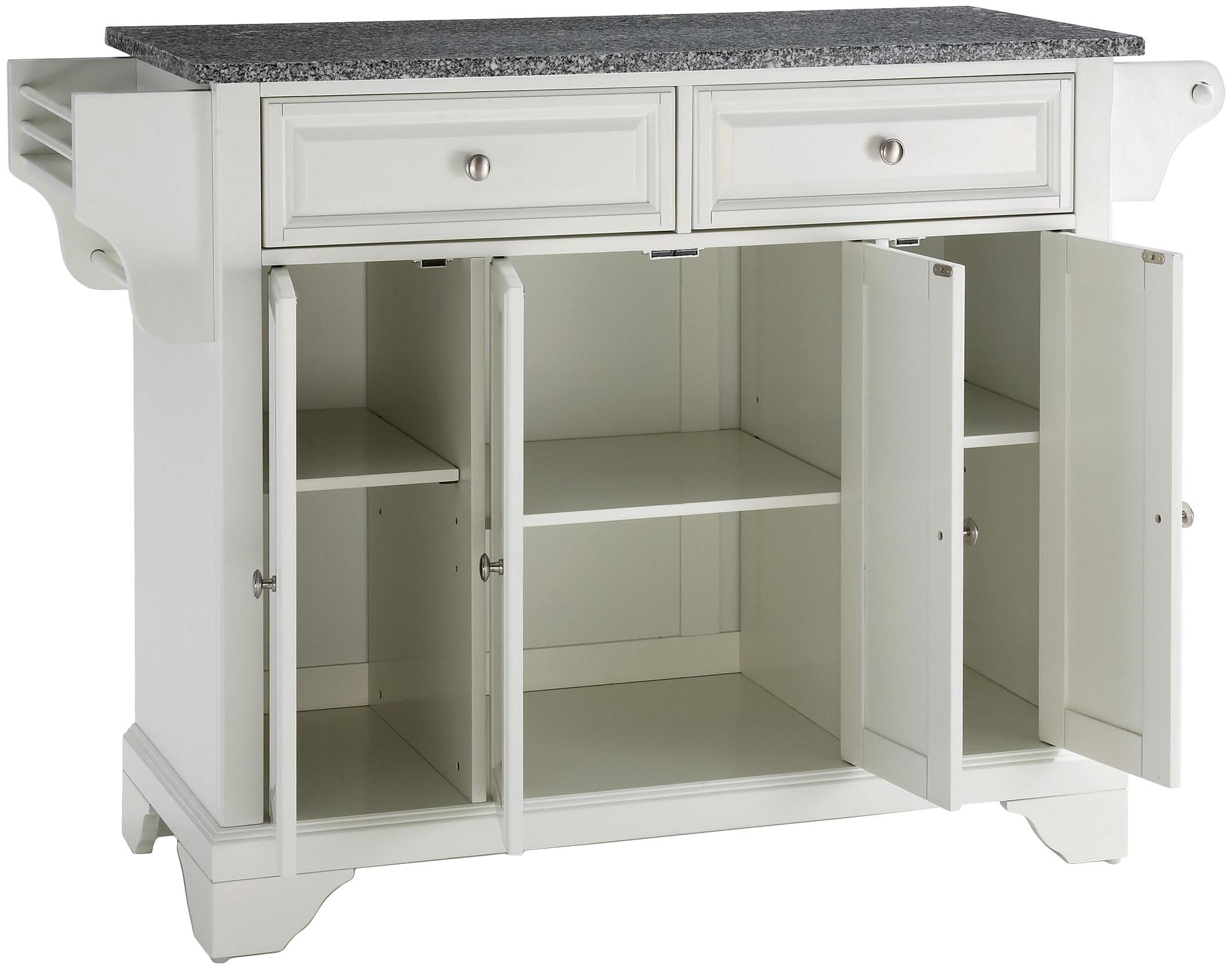 Crosley Furniture Lafayette Granite Top Rolling Kitchen Island Storage Cart, Microwave Stand, Spice Rack, White