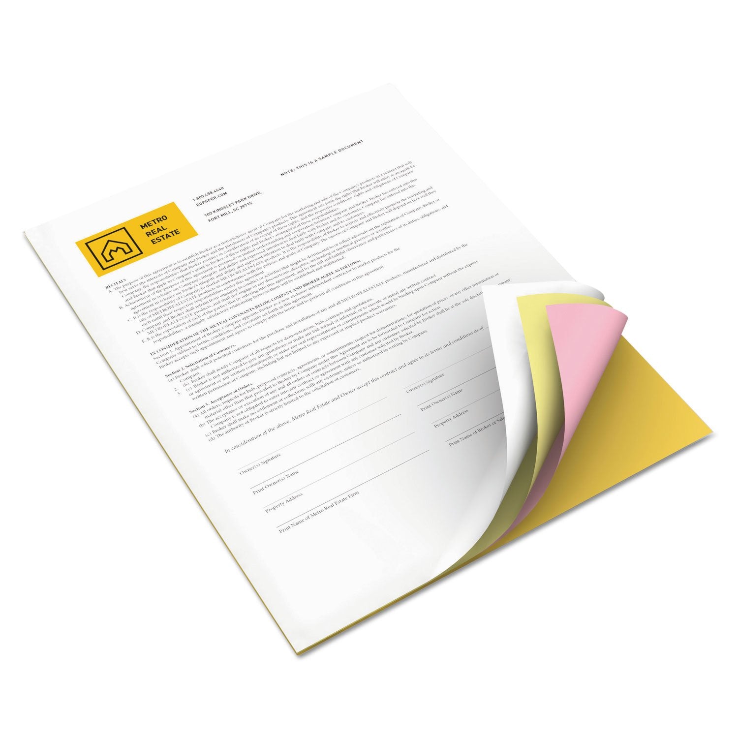 Xerox Premium Digital Carbonless Paper 4-Part Straight Collated White/Yellow/Pink/Gold, 8.5' X 11' (3R12430)