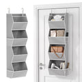 Hanging Closet Organizer 4 Shelf Collapsible Storage Grey Storage Bins