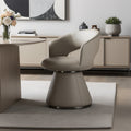 Gray Faux Leather and Steel Open Back Swivel Dining Arm Chair