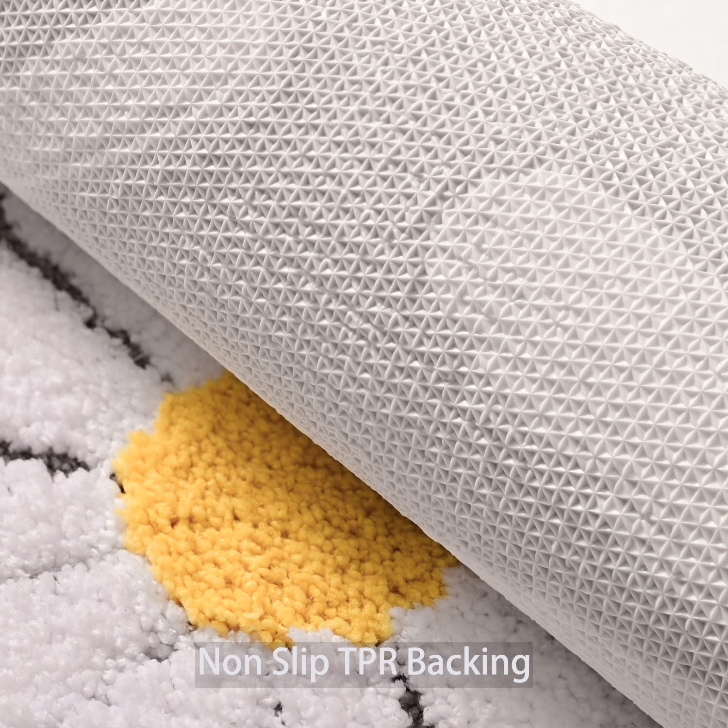 Qjhomo Toilet Rugs U Shaped, Gray Toilet Mat Cute Daisy Contour Bath Rug 20''X20'', Extra Thick Soft Machine Washable Toilet Car