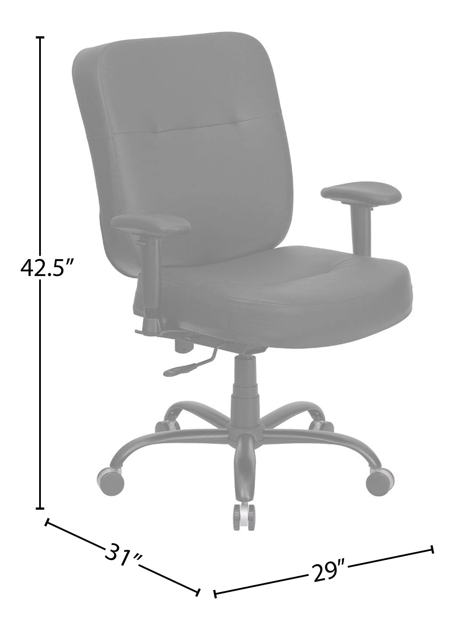 Flash Furniture HERCULES Series Big & Tall 400 lb. Rated Black LeatherSoft Executive Ergonomic Office Chair with Adjustable Arms