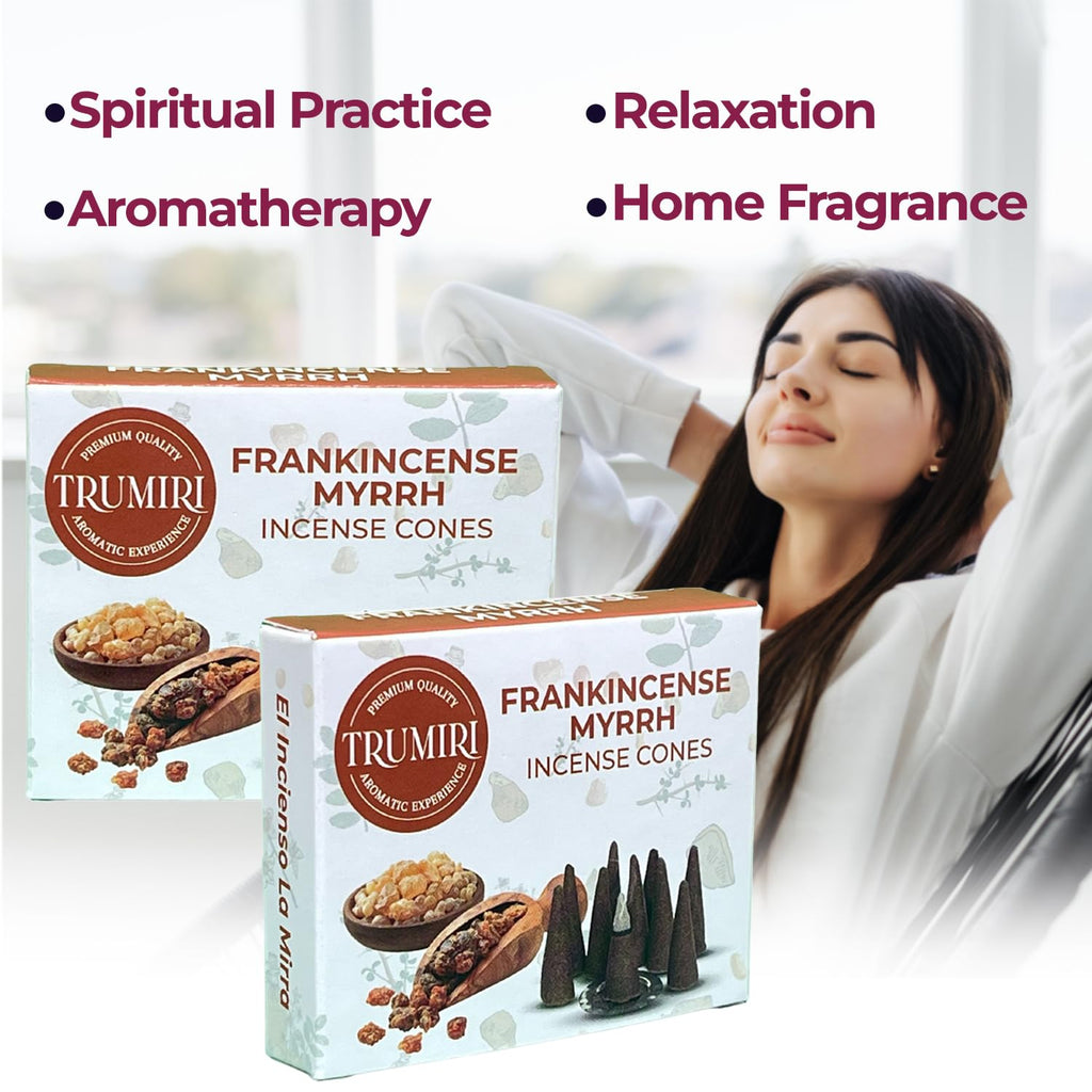 Frankincense Myrrh - Scented Incense Cones - Total 20 Cone Incense - Dual Pack Of 10 Insence Cones - Incense Cones Scented - Con