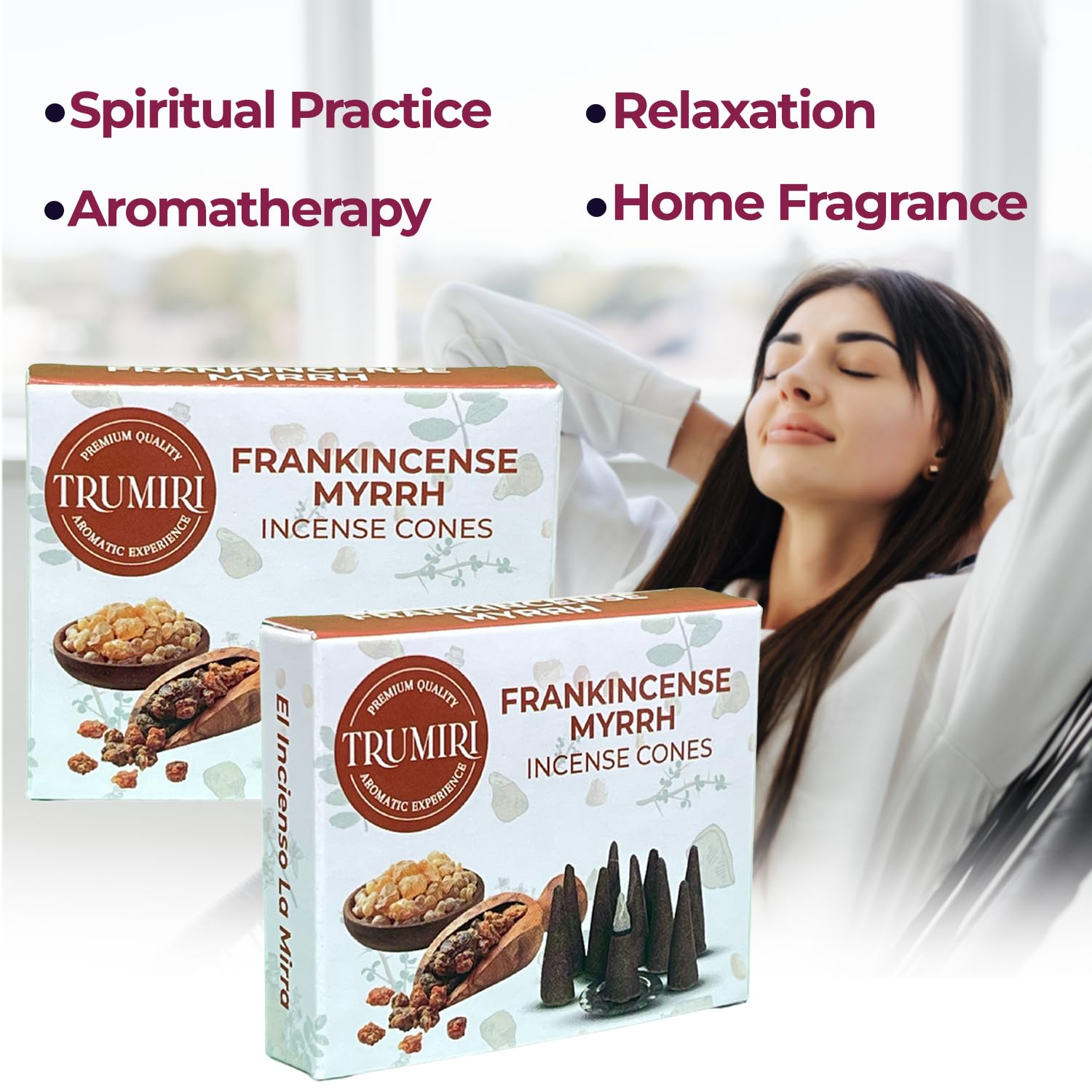 Frankincense Myrrh - Scented Incense Cones - Total 20 Cone Incense - Dual Pack Of 10 Insence Cones - Incense Cones Scented - Con