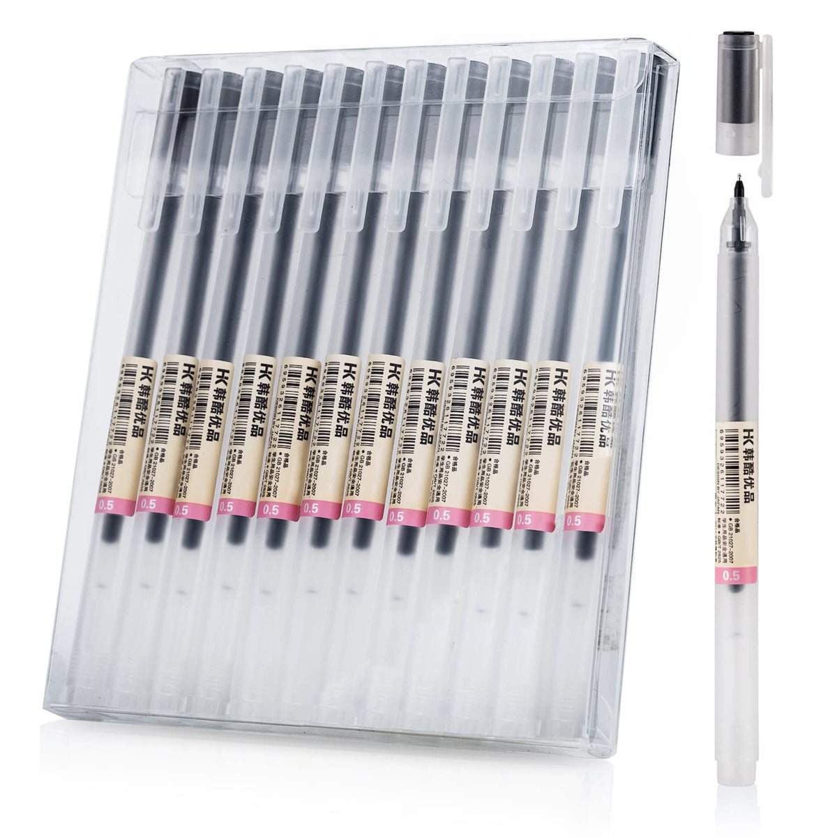 Premium Black Gel Pens, [0.5Mm] Extra Fine Point Pens Smooth Writing Ballpoint Pens For Japanese Office School Stationery Supply