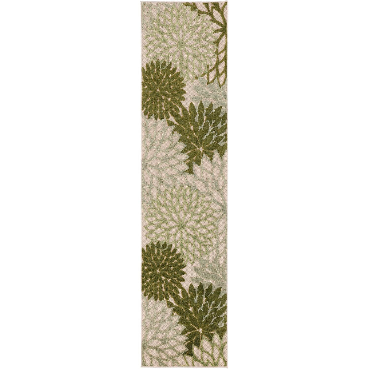 Nourison Aloha Indoor/Outdoor Ivory Green 2' X 6' Area Rug, Easy Cleaning, Non-Shedding, Bed Room, Living Room, Dining Room, Bac