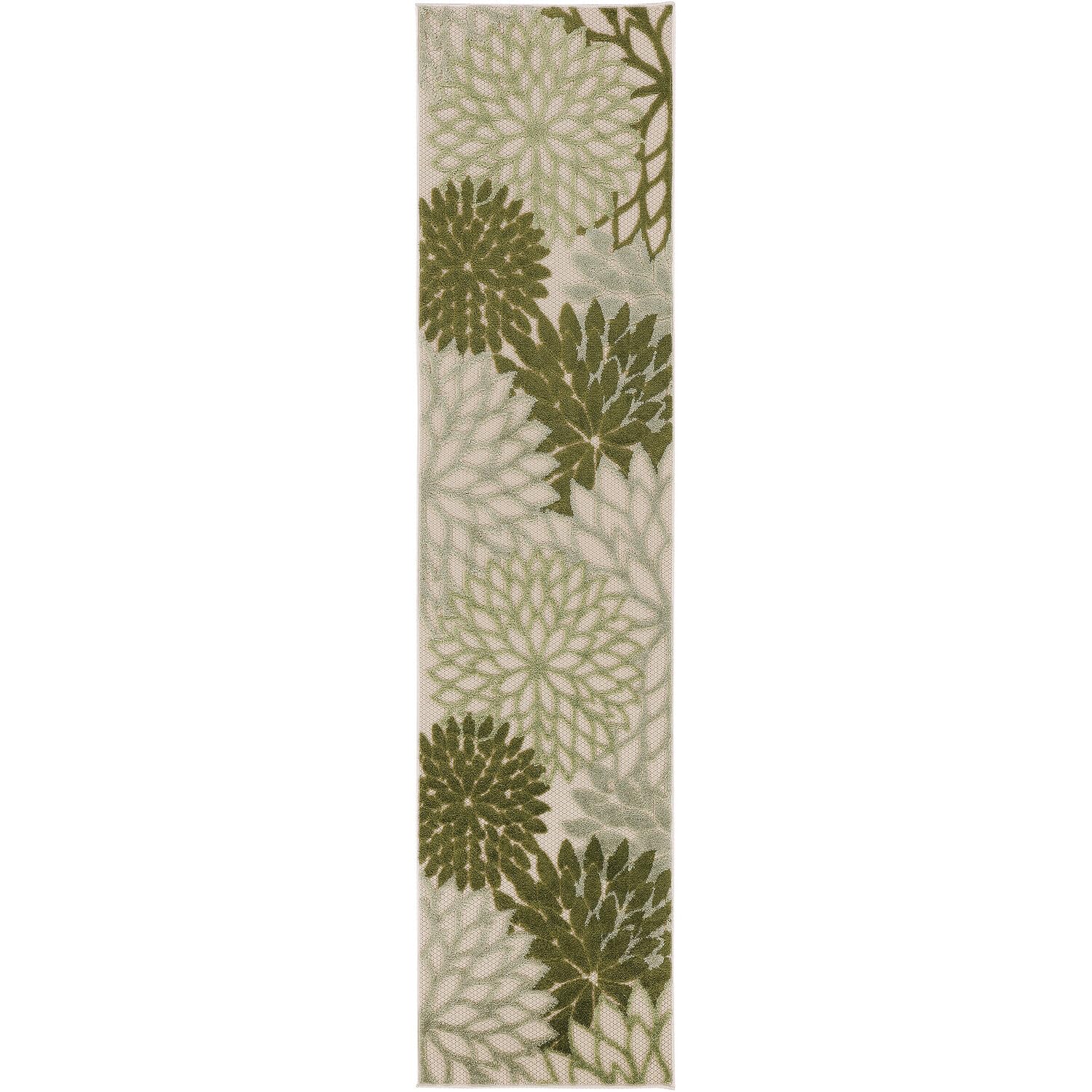 Nourison Aloha Indoor/Outdoor Ivory Green 2' X 6' Area Rug, Easy Cleaning, Non-Shedding, Bed Room, Living Room, Dining Room, Bac