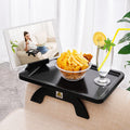 Sinwant Sofa Armrest Tray,Clip On Couch Arm Table, Foldable Sofa Arm Tray With 360° Rotating Phone Holder And Stable Sofa Table For Eating And Drink, Black