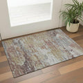 3 X 5 Beige Gray And Ivory Abstract Washable Area Rug With UV Protection