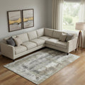 8 X 10 Beige Gray And Ivory Abstract Washable Area Rug With UV Protection