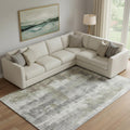 10 X 14 Beige Gray And Ivory Abstract Washable Area Rug With UV Protection