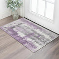 3 X 5 Purple Charcoal And Ivory Abstract Washable Area Rug With UV Protection