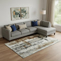 8 X 10 Taupe Charcoal And Brown Abstract Washable Area Rug With UV Protection