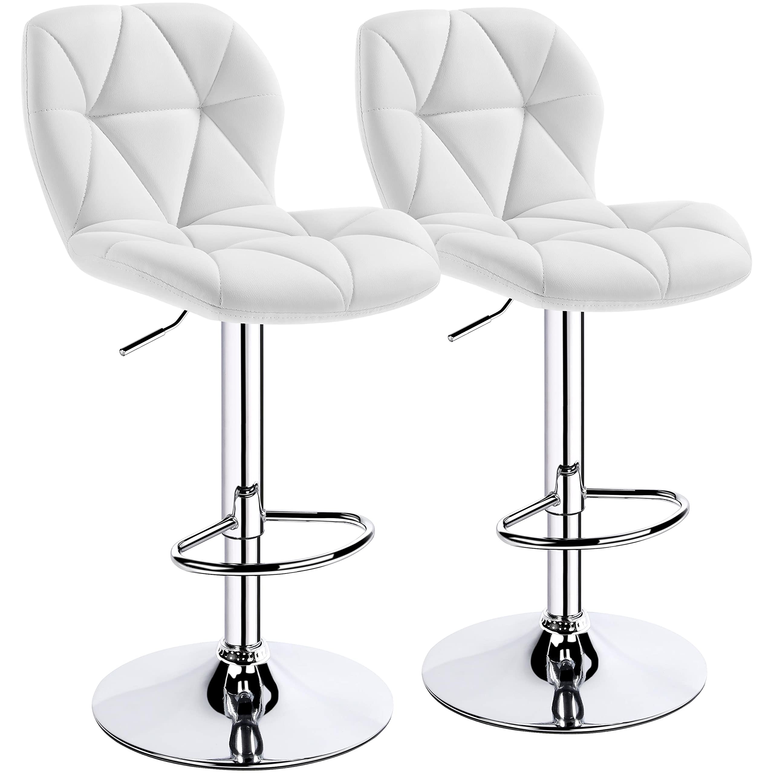 Yaheetech Bar Stools Set of 2 counter Stool Bar chairs with Backrest Height Adjustable Swivel Tall Bar Stools Modern PU Leather,