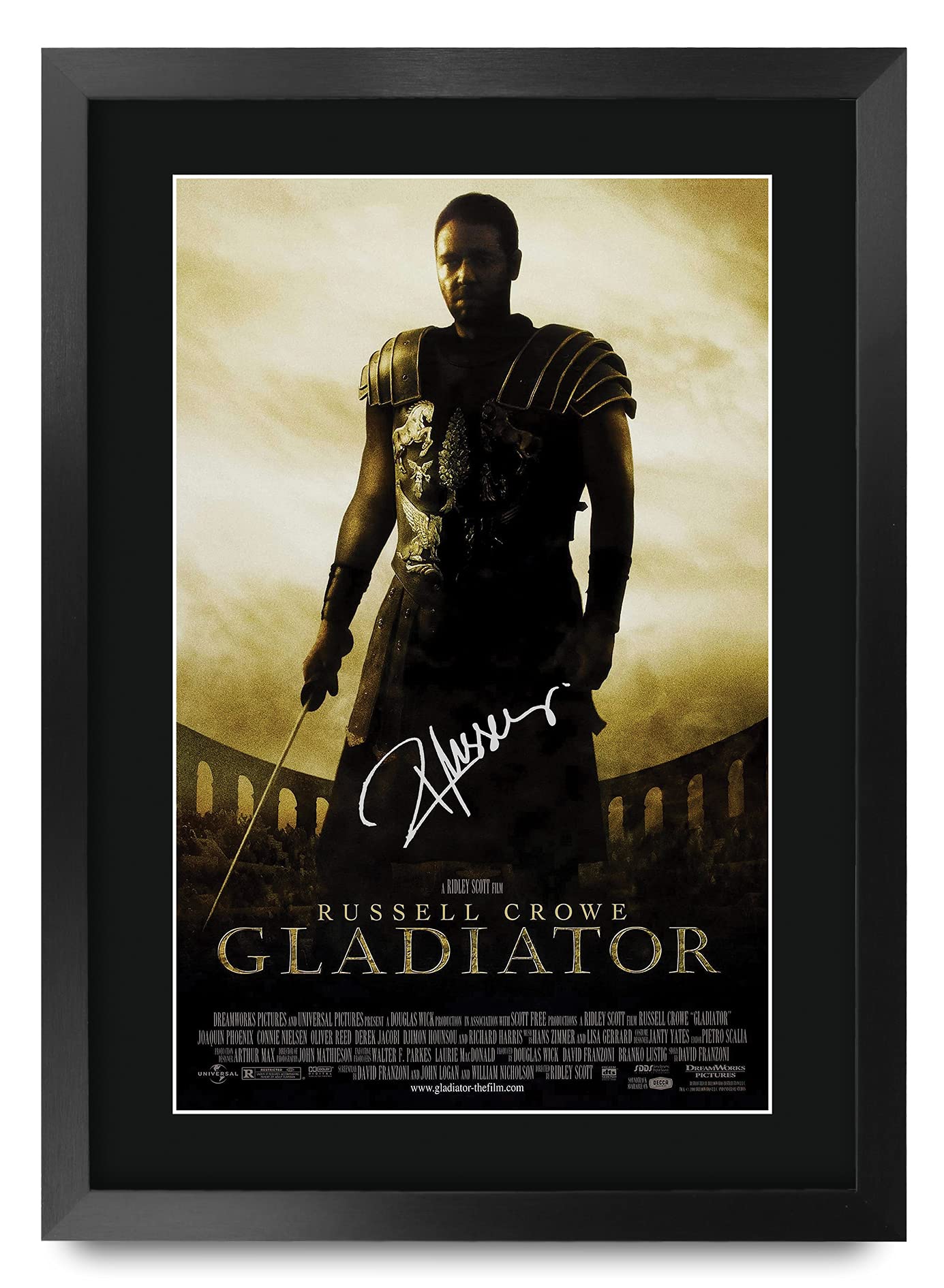 HWC Trading Gladiator Gifts Printed Poster Signed Autograph Picture for Movie Memorabilia Fans - 16 x 12 Framed