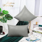 Brawarm Faux Leather Pillow Covers 18 X 18 Inches, Gray Leather Pillow Covers Pack Of 2, Crocodile Leather Decorative Throw Pill