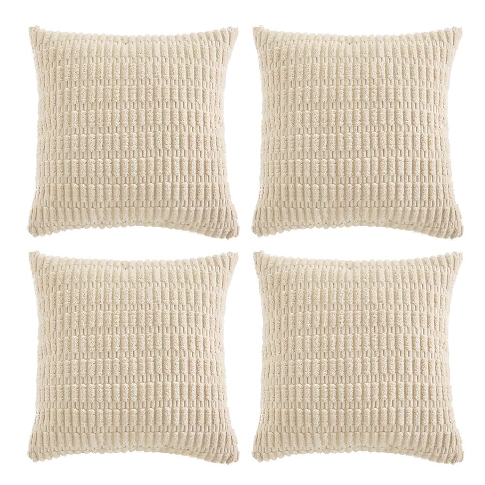 Fancy Homi 4 Packs Boho Cream Decorative Throw Pillow Covers 22X22 Inch For Living Room Couch Bed Sofa, Rustic Modern Farmhouse