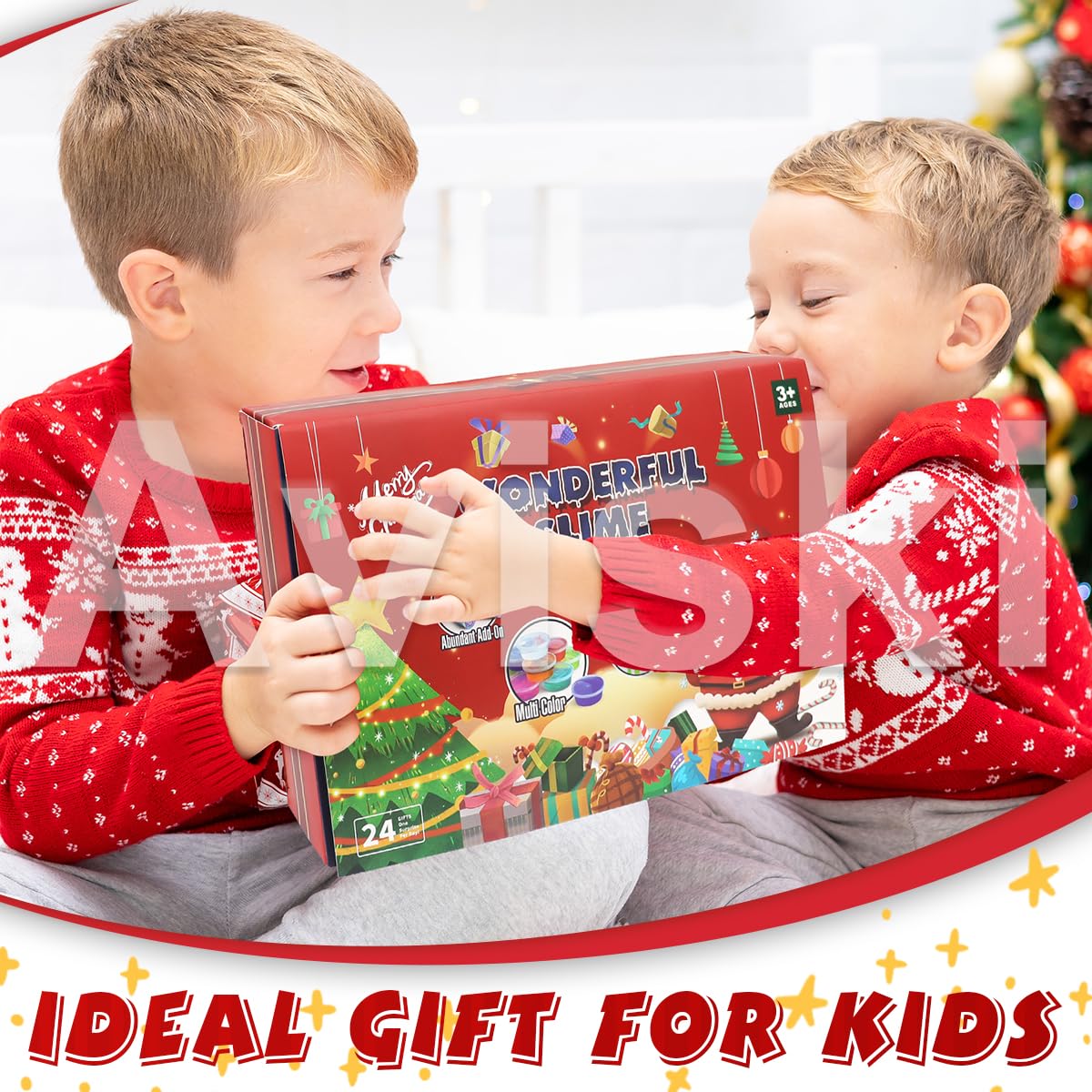 Christmas Fidget Advent Calendar 2024, Crystal Slime Holiday Surprise Gift Set, 24 Days Christmas Countdown Calendar Xmas Toys G