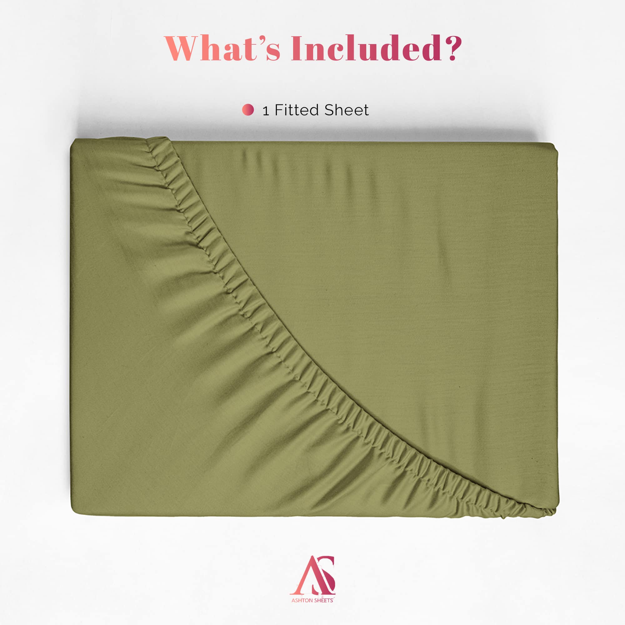 Ashton Sheets Premium 1000-Thread-Count Egyptian Cotton Twin Fitted Sheet Only - 16'' Deep Pocket Twin Fitted Sheet, Easy Snug F