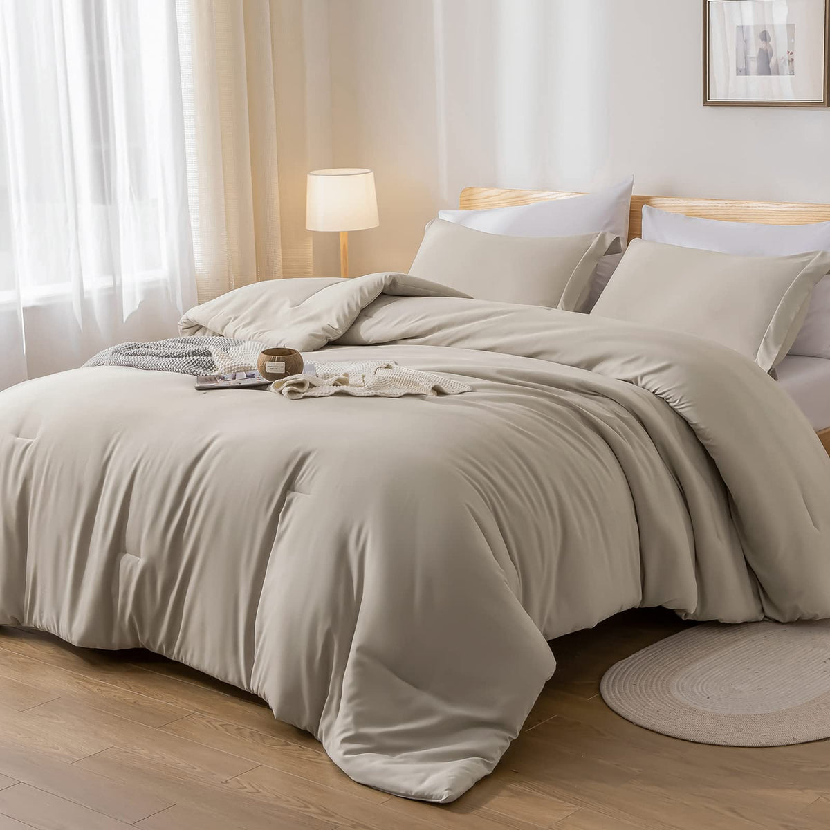 Weigelia Full Size Comforter Set Boho Oatmeal Bed Comforter Set 7Pc Comforters Full Size Microfiber Comforter Soft All Season Wi