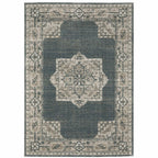 HomeRoots 508188 6 x 9 ft. Blue & Beige Oriental Power Loom Stain Resistant Rectangle Area Rug