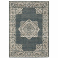 HomeRoots 508189 8 x 11 ft. Blue & Beige Oriental Power Loom Stain Resistant Rectangle Area Rug