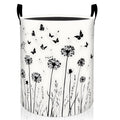 amepay Dandelion Laundry Basket, Butterfly Floral Print Foldable Oxford Cloth, Waterproof Dirty Clothes Hamper with Handles, Clo