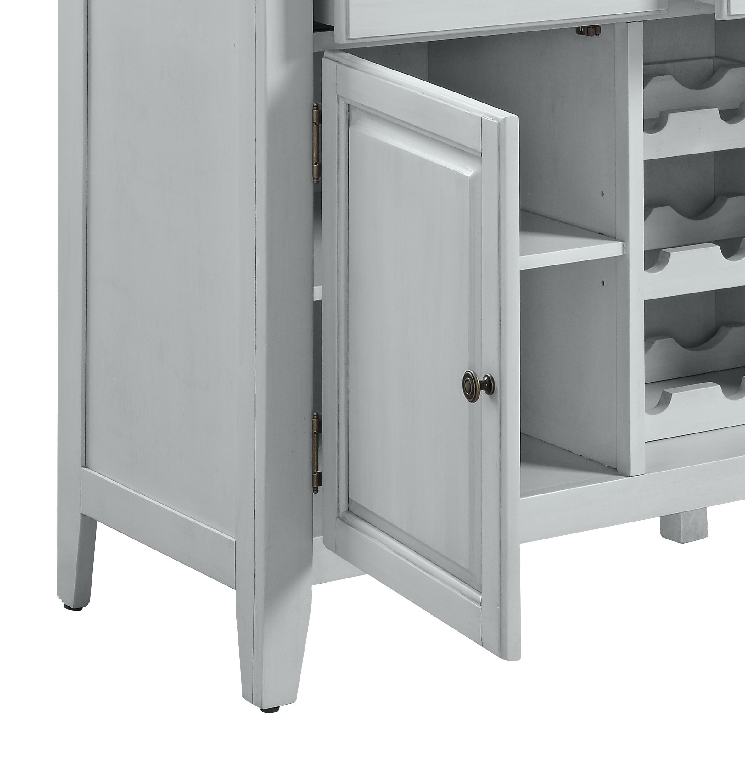 Acme Lanton Server in Marble & Antique White Finish