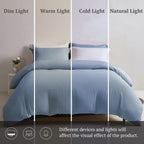Mildly Super Soft Duvet Cover - 100% Washed Microfiber Haze Blue Comforter Cover Set 3 Pieces With Zipper Closure & Corner Ties