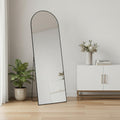 63 Inch Black Metal Arch Wall Mounted Leaning And Freestanding Framed Standing Mirror