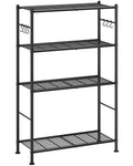 Sakugi 4Tier Storage Shelves with 6 Hooks, 33.2 x 12.7 x 57.3, Black