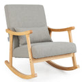 Giantex Upholstered Rocking Chair - Modern Rocker With Rubber Wood Frame, Comfy Backrest & Seat, Pp Padded Pillow, Single Rocking Chair For Living Room, Nursery, Bedroom, Lounge, Office, Grey