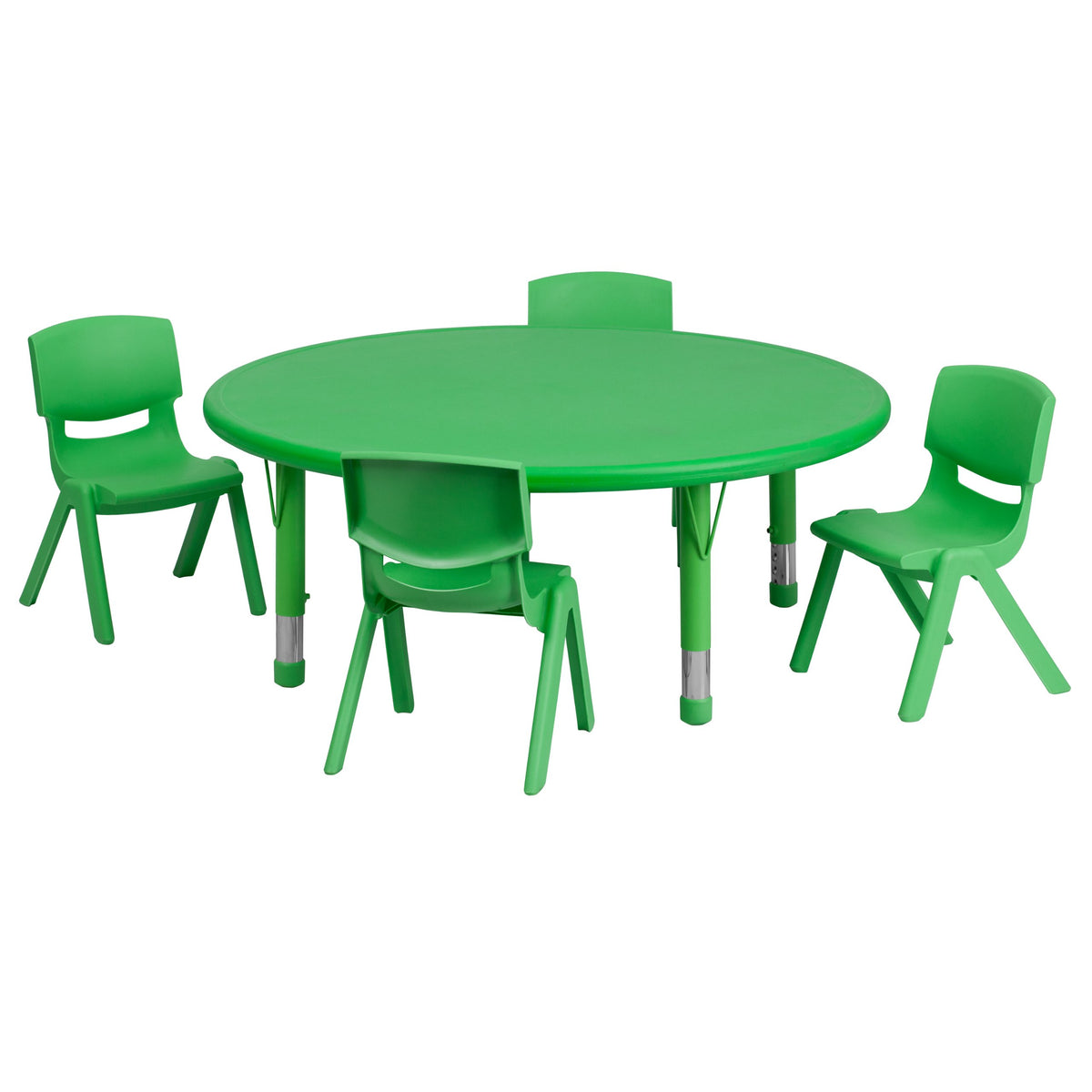 Flash Furniture Emmy 45'' Round Green Plastic Height Adjustable Activity Table Set With 4 Chairs