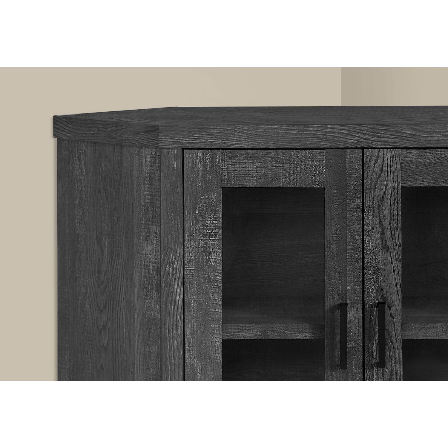 Monarch Specialties STAND-42 L/BLACK RECLAIMED WOOD-LOOK CORNER Tv Stand