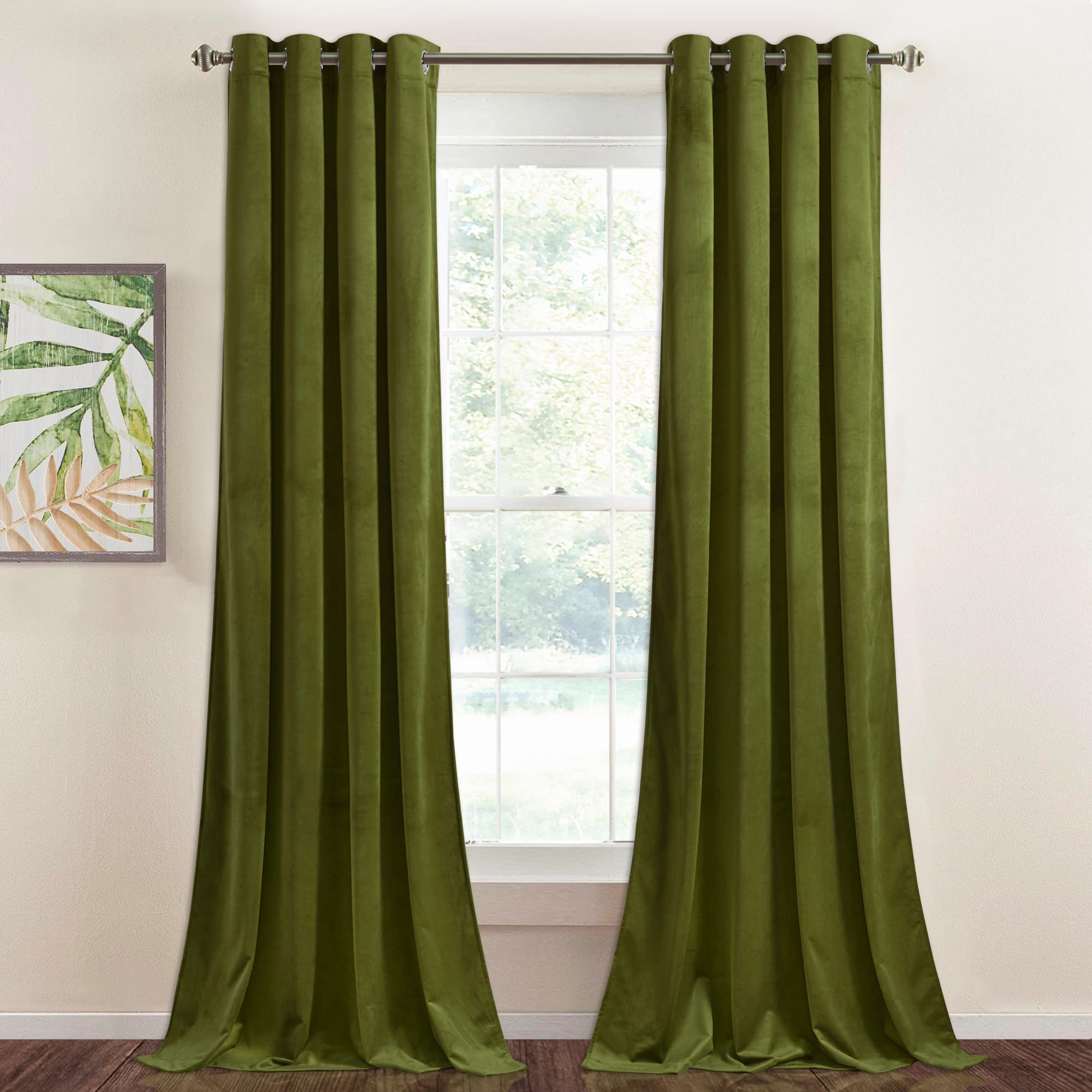 Stangh Olive Green Curtains 108 Inches Long, Super Soft Velvet Luxury Home Decor, Christmas Holiday Backdrops For Party/Living R