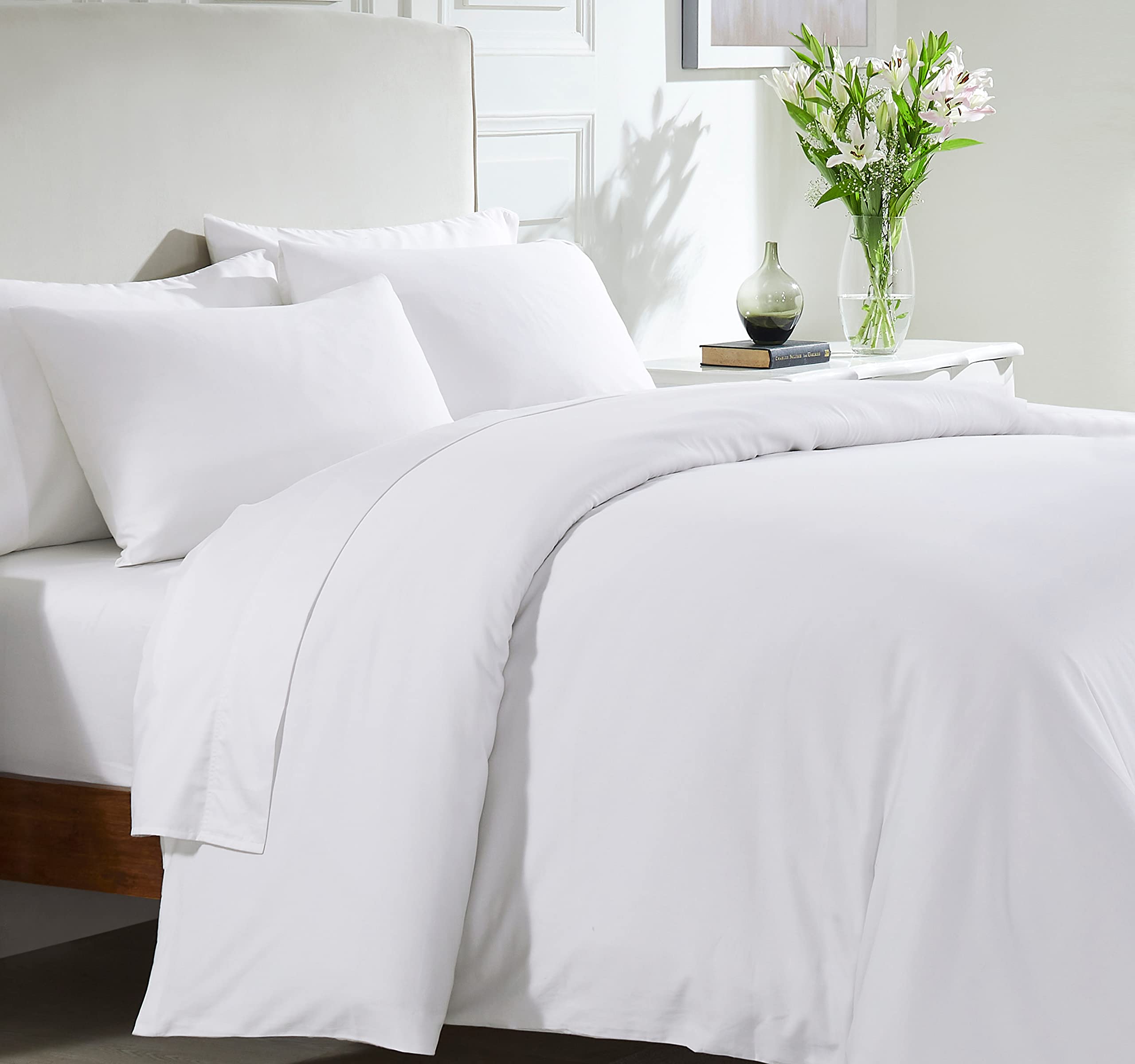 California Design Den Duvet Cover, Queen Size 400 Thread Count Sateen 3 Piece Bedding Set, 100% Pure Cotton Comforter Cover, Two