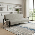 79 Inch Gray Upholstered And Steel Convertible Futon Sleeper Sofa
