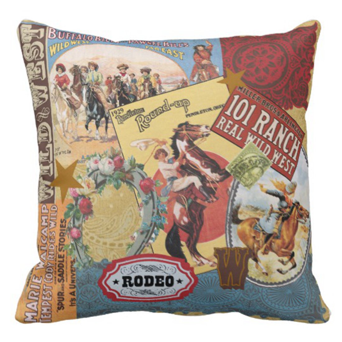 Emvency Throw Pillow Cover Wild Modern Vintage Western West Decorative Pillow Case Home Decor Square 18 X 18 Inch Pillowcase