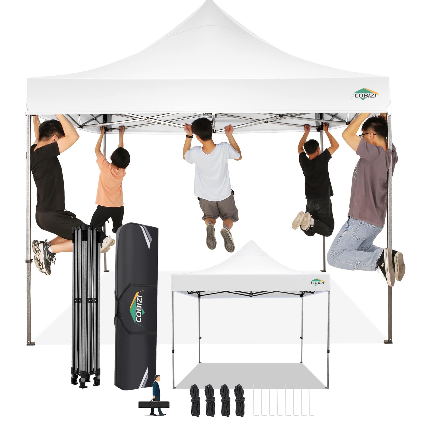 Cobizi 10X10 Pop Up Canopy Without Sidewall,Heavy Duty Canopy Upf 50+ All Season Wind Waterproof Commercial Outdoor Wedding Part