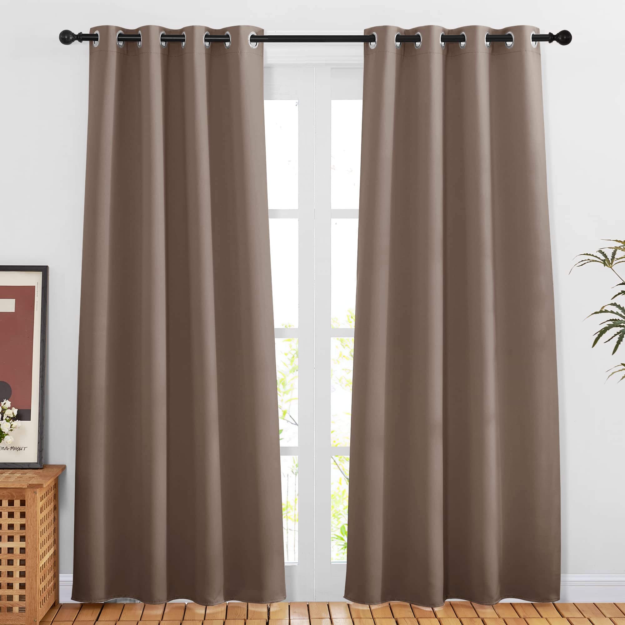 Nicetown Blackout Doorway Curtains 80 Inches Long For Bedroom - Grommet Light & Heat Blocking Window Treatments Sound Reducing D